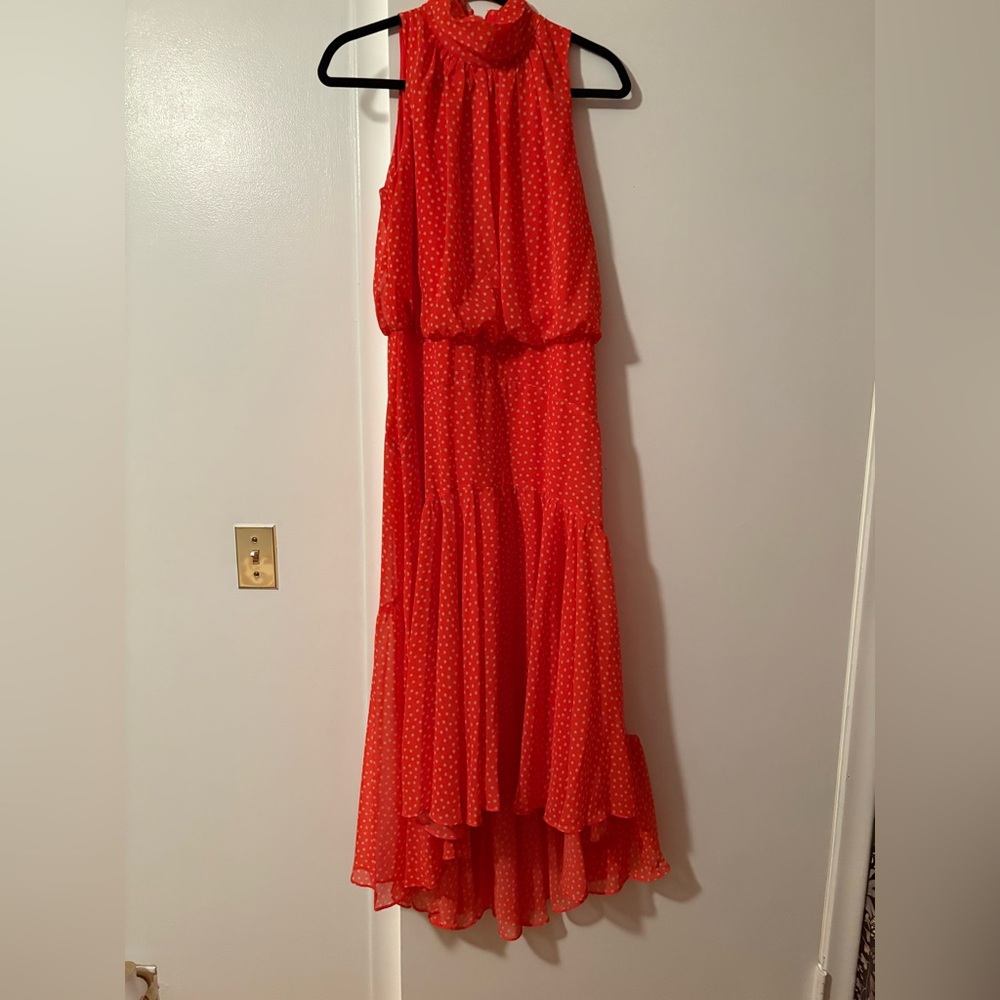 Taylor Vibrant Red Polka Dot Dress